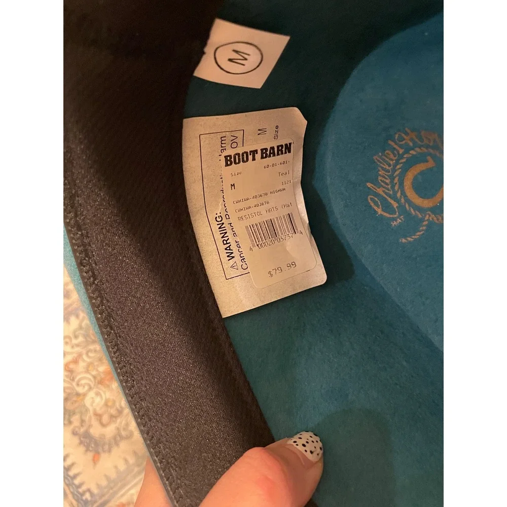 Charlie 1 Horse Highway Teal Felt Western Fedora Hat Size Medium CWHWA-403678